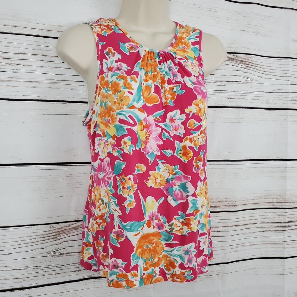 Chaps | Floral Keyhole Back Tank Top - Picture 1 of 7